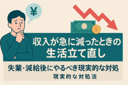 収入が急に減った時の生活立て直し方法について解説した記事のアイキャッチ画像
