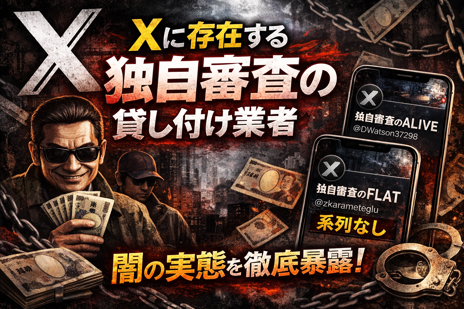 Xに存在する独自審査の貸し付け業者の闇の実態を徹底暴露した記事のアイキャッチ画像