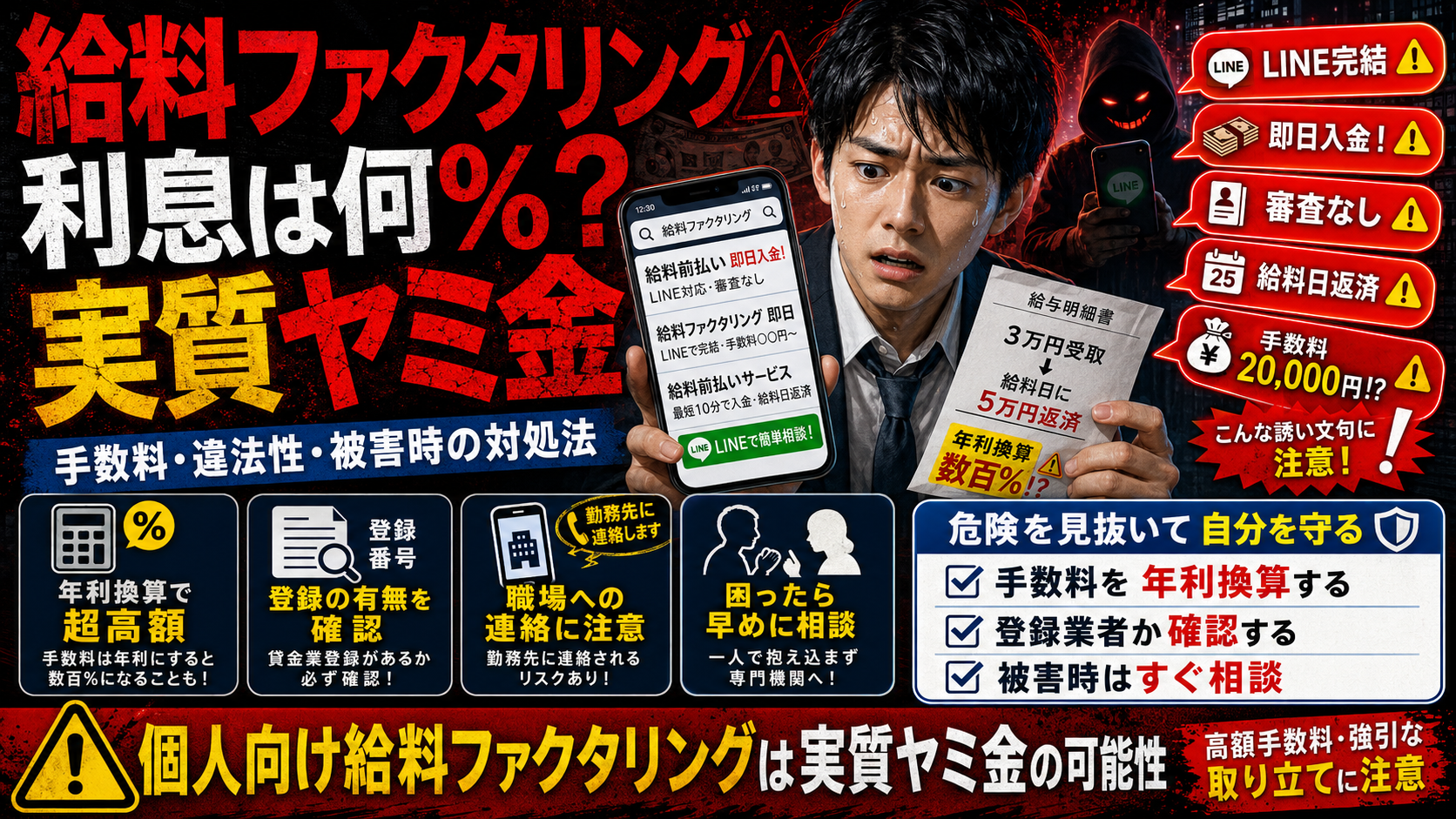 給与ファクタリングは一時期、かなり逮捕されています。その理由は、出資法違反と同じ。ということは闇金と同じ業者である。