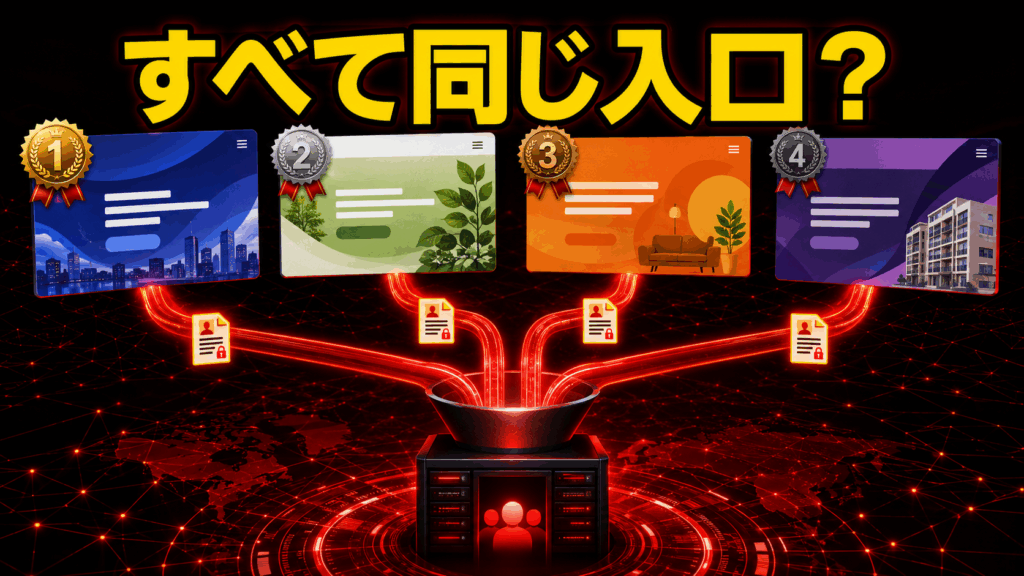 複数のソフト闇金サイトから送られた個人情報が、同じ集客先へ集められる危険性を表した画像