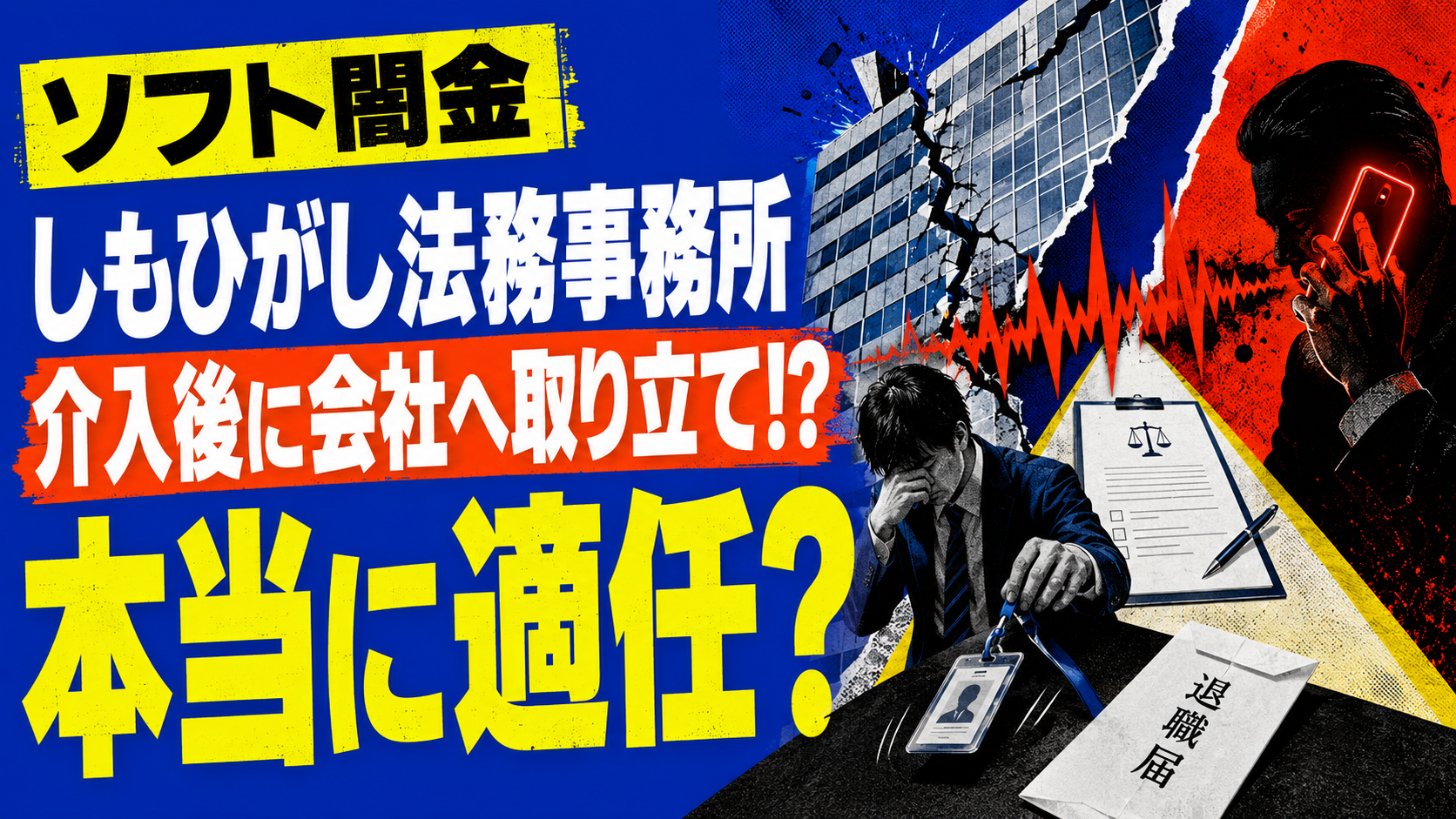 ソフト闇金へのしもひがし法務事務所の介入後に会社への取り立てが激しくなり、退職に至る危険性を表現したイメージ画像