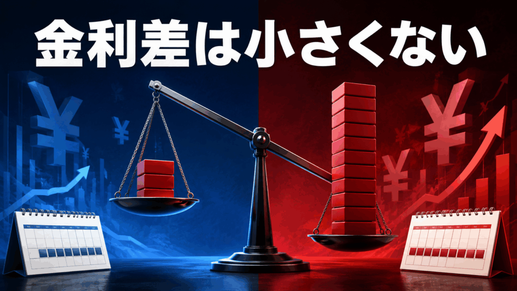 ソフト闇金と高金利な闇金の返済負担の違いを天秤で表現した画像